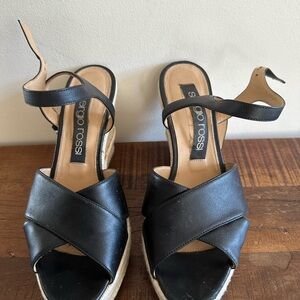 Sergio Rossi Black Espadrille Sandals